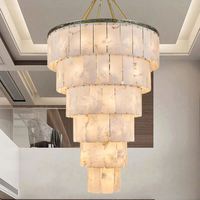 Lampe suspendue ovale de grande taille, lustre rotatif, abat-jour en marbre pour cuisine, LED, angle de faisceau de 360 degrés, installation de projet, 5 ans