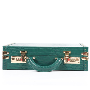 Scatola di imballaggio per orologio in alluminio con 10 slot a griglia verde marina - Product Image 1