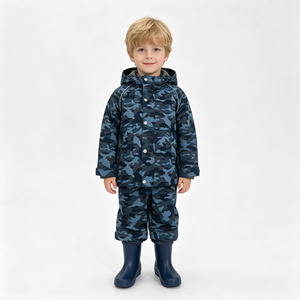 Ensemble imperméable et coupe-vent pour enfants, avec doublure polaire amovible, veste et pantalon en polyester enduit PU, pour garçons et filles - Product Image 2