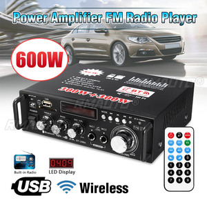 Amplificador de Potencia de Audio Estéreo Digital HIFI BT-298A de 2 Canales con Pantalla LCD, 12V/220V, Bluetooth, Radio FM, 600W, para Auto y Hogar, con Control Remoto - Product Image 1