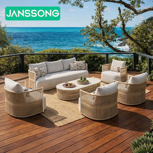 Ensemble de mobilier d'extérieur : Canapés de jardin, mobilier de jardin en métal, mobilier de piscine, canapé en rotin, ensemble de patio, canapé moderne en corde pour jardin et piscine - Product Image 1