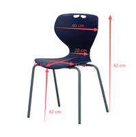 Chaise d'école monobloc moulée, empilable, bleu marine, pour salle de classe, étude, lecture et pratique