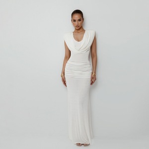 Shirring Elastic Summer Dress - A-Line Midi Casual Style Shirring Elastic Summer Dress - A-Line Midi Casual Style
