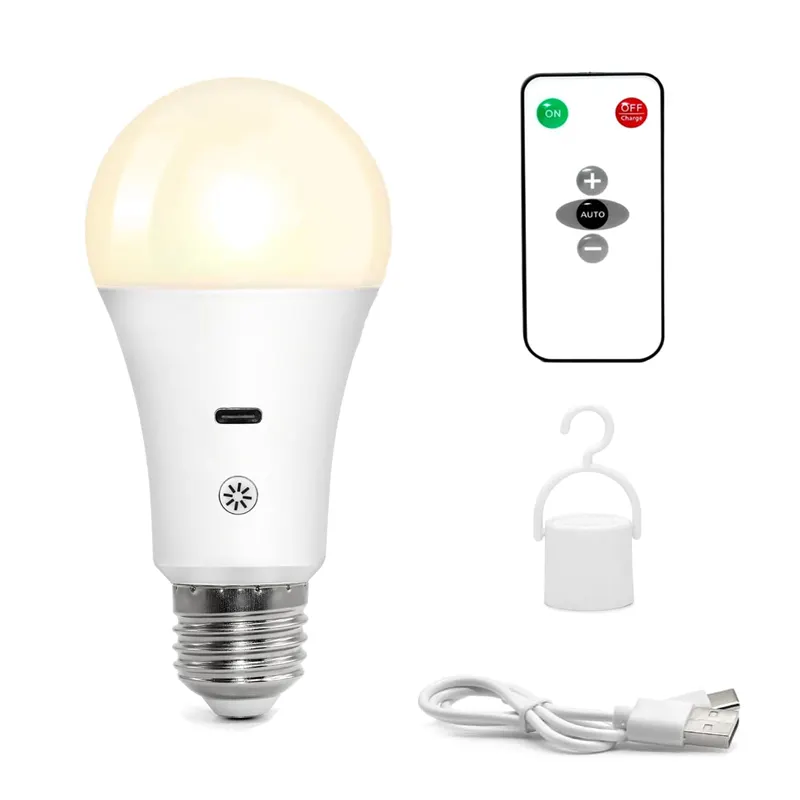 7 W intelligente wiederaufladbare LED-Glühre mit Fernbedienung für Stromausfall Batterie-Nachschutz USB-Aufladung magische Notglühbirne