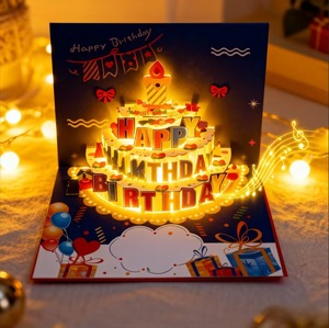 Tarjeta Musical Colorida 3D Pop-up Iluminada, Tallada a Mano, de Papel, para Cumpleaños - Product Image 5