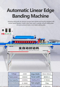 Machine automatique de chantournage de plaques en mélamine avec pré-fraisage, découpe d'angle, nettoyage, collage, polissage et roulement moteur - Product Image 6