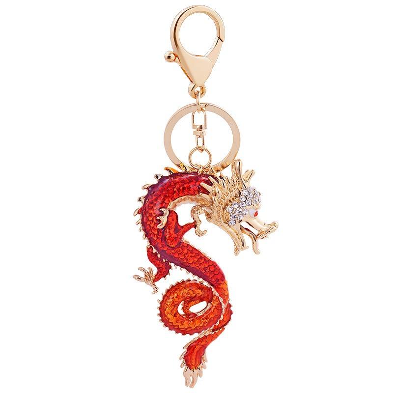Fashion Chinese Dragon Keychain High Quality Metal Diy Keychain Accessories  Beautiful Jewelry Key Ring Wholesale