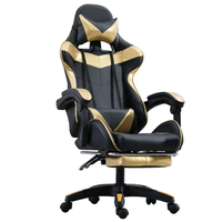 Chaise de jeu en cuir bleu pas chère, base de chaise de bureau, chaise de course automobile pour PC, avec repose-pieds, fauteuil inclinable en gros, bureau et chaise d'ordinateur