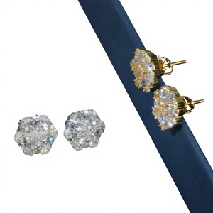 Pendientes de lujo de plata de ley 925 chapados en oro con moissanita de corte brillante de 6.5-12mm, engaste de garra, certificado GRA, estilo Iced - Product Image 4