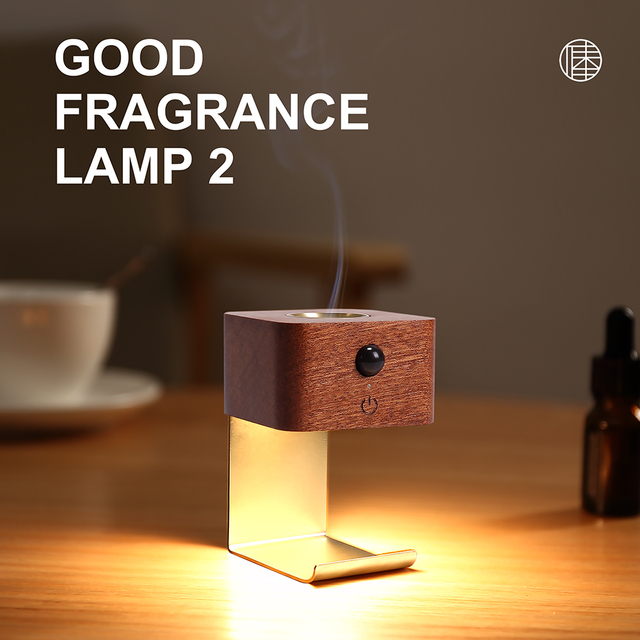 2-in-1 Modern White Wooden Motion Sensor LED Night Light & Aroma Lamp for Bedroom Living Room & Home Decor