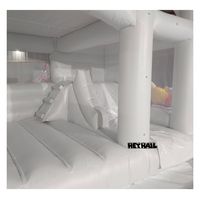 Château gonflable commercial blanc de 15x15 pieds avec toboggan et piscine à balles pour fête de mariage en plein air