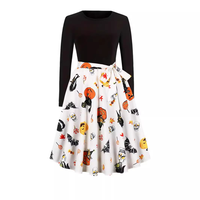 Robe longue décontractée pour femme en jersey simple avec col halter, taille élastique et imprimé ethnique