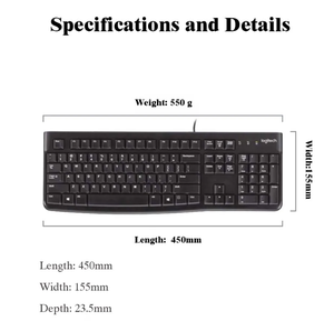 K120 Wired <b>Keyboard</b> 104 Keys <b>Usb</b> 2.0 Ce Plug-and-play Spill-resistance Authentic Membrane K120 Wired <b>Keyboard</b> Plug-and-play - Product Image 3