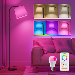 Lampe sur pied en tissu minimaliste noire <span class=keywords><strong>avec</strong></span> lumière ambiante RGB à luminosité réglable en continu, 1200lm, changement de couleur RGB - Product Image 1
