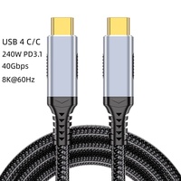 Cable USB4 DFX Chapado en Oro de 1M 240W 40Gbps Tipo C a C Compatible con TB4 y E-Marker para Monitor de Juegos, Mini PC y Steam Deck