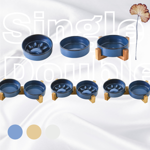 Ahşap <span class=keywords><strong>Stand</strong></span> ile yükseltilmiş köpek kedi maması kase, tek ve çift yavaş besleyici hayvan mama kabı Set | Pet mama kabı - Product Image 1