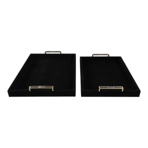 Vassoio Decorativo in Camoscio Nero con Manici Dorati per Tavolino da Caffè, Camera da Letto, Bagno, Portaoggetti per Gioielli - Product Image 4
