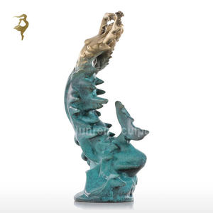 Patung air mancur putri duyung dan lumba-lumba cetakan tangan pantai buatan tangan - Product Image 2