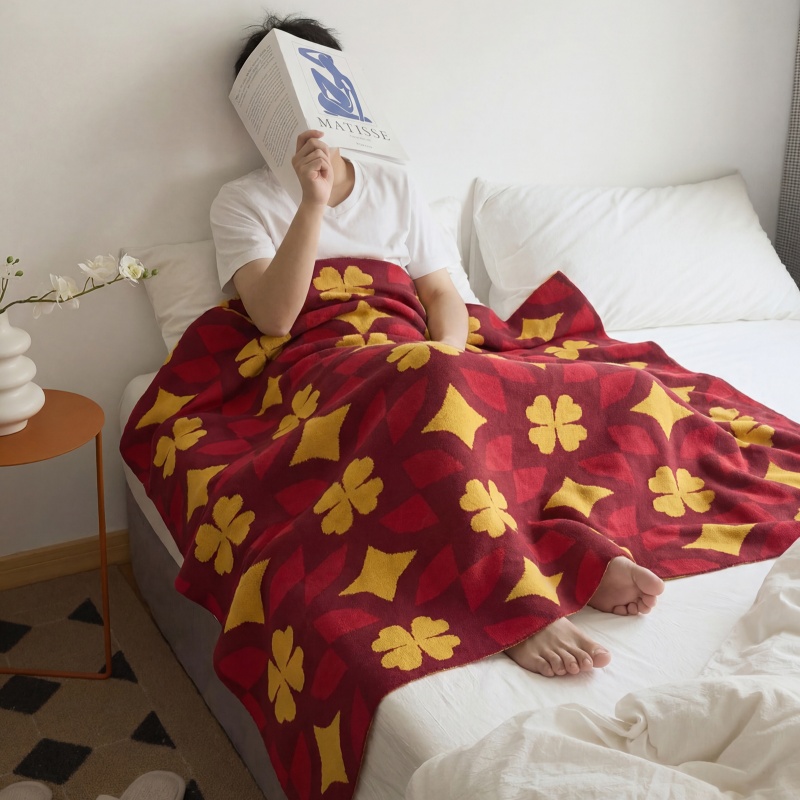 100% Pure Cotton Knitted Blanket Soft Skin Friendly Breathable Natural Multi-color Optional Versatile NLQ