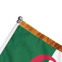 Drapeau de bureau Algérie avec franges dorées 8,2x11 pouces, mini drapeau national algérien de table avec base en métal massif, décoration de chambre