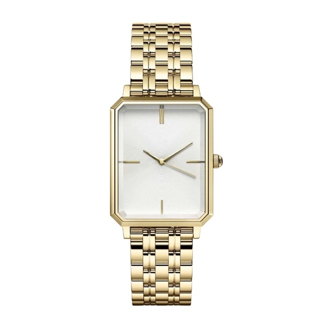 OEM ODM Custom Logo Fashion Stainless Steel Hand Luxury Gold Rectangular Watch for Women