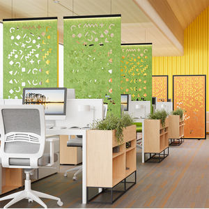 Séparateur d'espace personnalisé en PET de style artistique cloisons de bureau barrières antibruit suspendues au sol pour la Division des espaces de bureau - Product Image 4