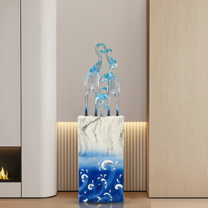 Figurines d'éléphants en résine, <span class=keywords><strong>famille</strong></span> de quatre, décorations pour la maison, salon - Product Image 1