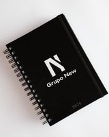 Agenda Espiral Negra Personalizada al por Mayor, Diario de Papel con Tapa Dura para Negocios y Escuela, Cuaderno con Banda Elástica