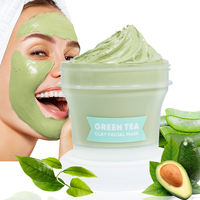 Masque hydratant au thé vert pour la peau, élimination des points noirs et de l'acné en profondeur, soin du visage, 1 pièce, vente en gros
