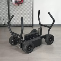 Équipement de gym commercial durable, chariot de poussée réglable avec panier de rangement pour athlètes, idéal pour le renforcement musculaire