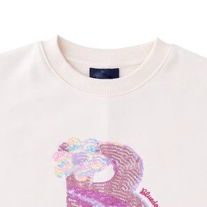 Sweat-shirt à col rond à manches longues pour enfants, de bonne qualité, minimaliste, glamour, décontracté, mignon, avec paillettes irisées - Product Image 4