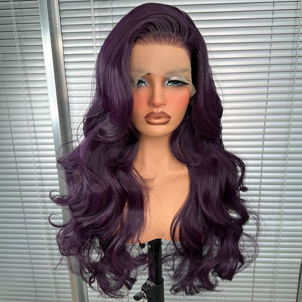 Purple Body Wave Style Futura Fiber Hair Heat Resistant Synthetic Lace ...