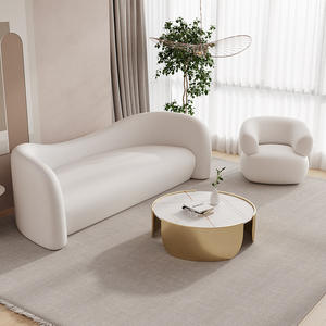 सफेद बादल छोटे सोफे और टेबल संयोजन सर्कल घुमावदार सोफे चमड़े के बैठने वाले प्रकाश लक्जरी सरल सफेद सोफे - Product Image 2