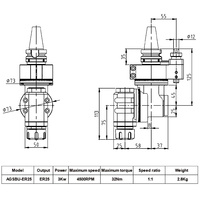 Tête d'angle horizontale DRAKE AGSBU-ER25 pour fraiseuse CNC, matériau 20CrMnTi/40Cr, type BT/CAT/ISO, fournie par l'usine