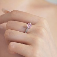 Dylam Bijoux fins personnalisés Bague en argent sterling S925 zircon cubique rose rose forme carrée bagues de fiançailles de mariage pour les femmes