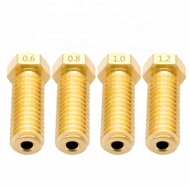 3D Printer M6 Volcano Brass Nozzle 0.6mm/0.8mm/1.0/1.2mm for 1.75mm/3.0mm Lengthen Nozzle