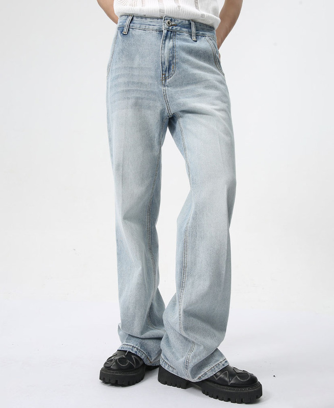 Custom Casual Simple Retro Blue Washed