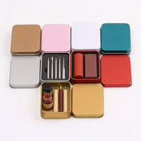 Boîte en métal rectangulaire simple et vide de couleur rouge multi-usages pour échantillons cosmétiques, parfums solides, baumes à lèvres, bougies, savons, emballages