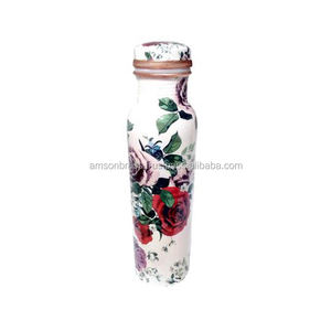Metal Copper <b>Bottle</b> High Quality Metal Copper <b>Bottle</b> High Quality Copper <b>Bottle</b> for Health Benefit Flower Printed - Product Image 4