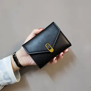 Monedero minimalista para mujer, cartera corta roja, 2021