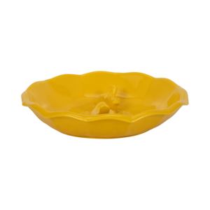 Mangiatoia per Uccelli in Ceramica Stile Ciotola per Fiori, per Giardino Esterno, da Tavolo o da Terra, Gialla - Product Image 3