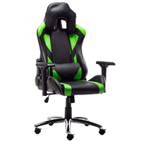Silla de ordenador ergonómica grande de estilo de carreras, silla relajante para juegos de cuero Pu verde con respaldo alto