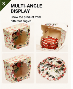 Eco-friendly Foldable Paper Cake <b>Box</b> with Transparent Window <b>Floral</b> Decorative <b>Box</b> for Mother's Day and Surprise Gift - Product Image 5