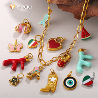 YML&Fashion Acier inoxydable plaqué or 18 carats, breloque pendentif DIY en émail (œil, fleur, corail, drapeau italien), accessoires de bijouterie