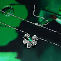 Los últimos diseños de collar de lujo 925 plata esterlina diamante mujeres Esmeralda gema colgante collar