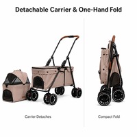 Poussette double pour animaux de compagnie, poussette pliable à deux niveaux pour chiens et chats, avec auvent et fenêtres en maille pour petits chiens, chats et chatons