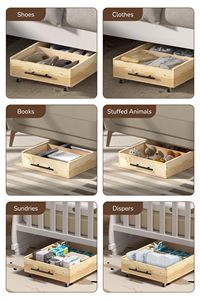 <b>Pack</b> Brown Solid Wood Bed Storage Drawers Lids Handles-Divided Underbed Cabinet Closet Wooden <b>Crate</b> Organizer Clothes-Fit Bed - Product Image 3