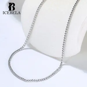 Icebela portagioie collana a catena Trendy in tinta unita 14K per le donne bianco/oro giallo 0.6mm collana con Logo personalizzato per le donne