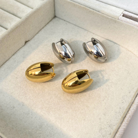 Boucle d'oreille en forme d'œuf d'oie joyas de acero inoxidable al por mayor Vente en gros de boucles d'oreilles lisses en acier au titane