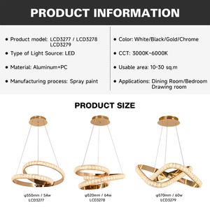 Vente directe d'usine, style moderne et luxueux, lustre d'intérieur, décoration de salle à manger, <span class=keywords><strong>lampe</strong></span> suspendue LED 3CCT 60W avec télécommande - Product Image 2